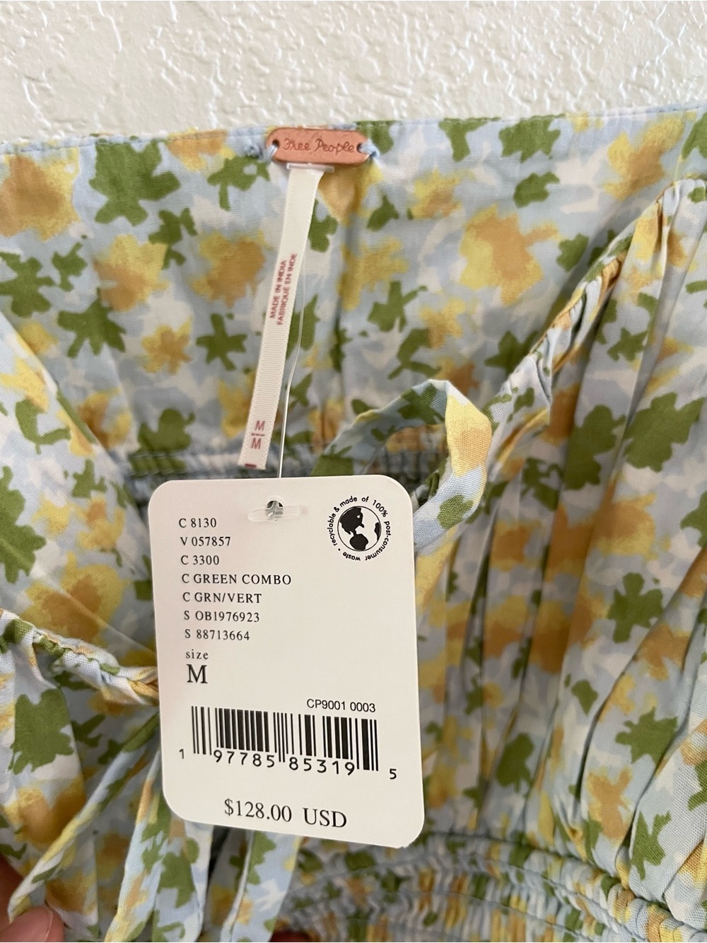 NWT Free People Floral Smocked Midi Dress M Milkmaid Prairie Cottagecore Boho - Picture 7 of 12